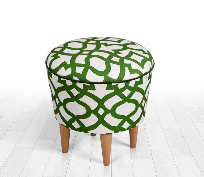 Atelier Del Sofa Puf de Microfibra Adamascado Verde y Blanco Atelier Del Sofa Puf de Microfibra Adamascado Verde y Blanco